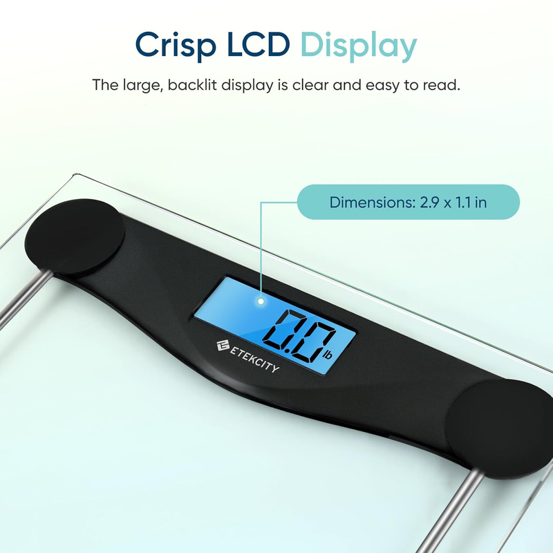 Bathroom Scale Digital Body Weight 400lb Large LCD Backlit Glass Scale1