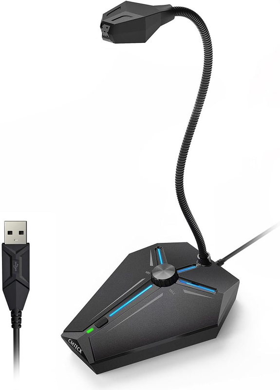 USB Computer Microphone, Desktop Condenser Mic w/ Mute & Volume Knob8