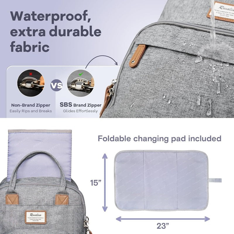 Diaper Bag Backpack Multifunction Travel Baby Diaper Bag with Changing Pad, Insu5
