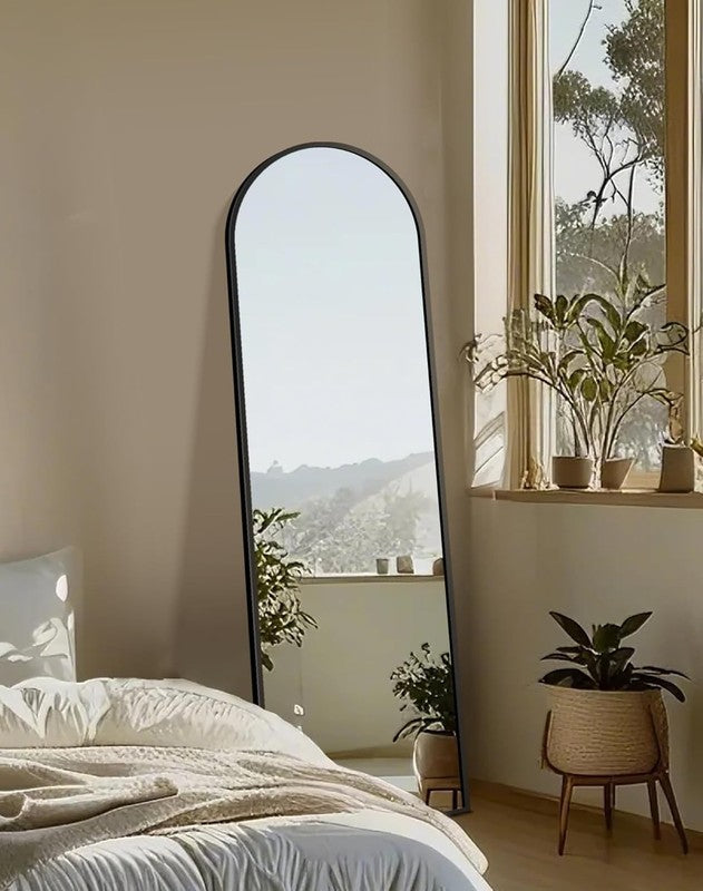 Arched Mirror Full Length,Standing Mirror Full Body,Large Floor with Stand for W6