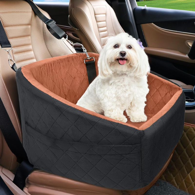Dog Car Seat Small/Medium Dogs under 30lbs Washable Booster w/ Pockets Black/Z10