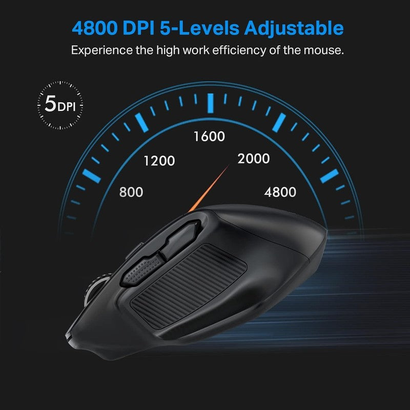 Wireless Mouse Large Ergonomic 4800 DPI 6 Buttons Cordless Black4