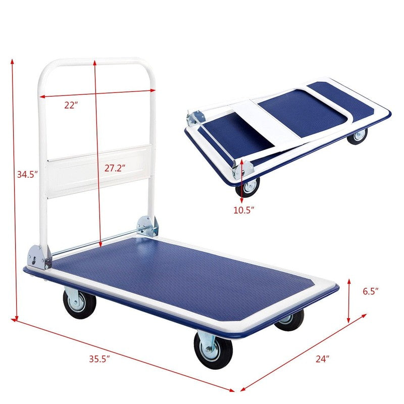 660Lbs Platform Cart Dolly Folding Foldable Moving Warehouse Push Hand Truck2