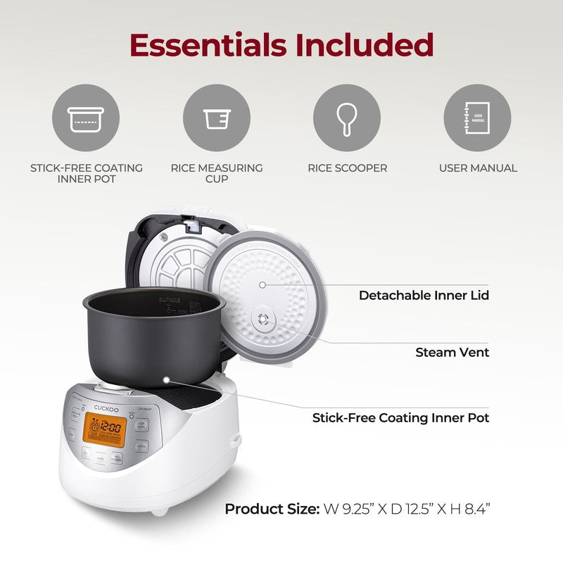 Rice Cooker & Warmer 12 Cup Smart Fuzzy Logic Nonstick Inner Pot White and Gray 2