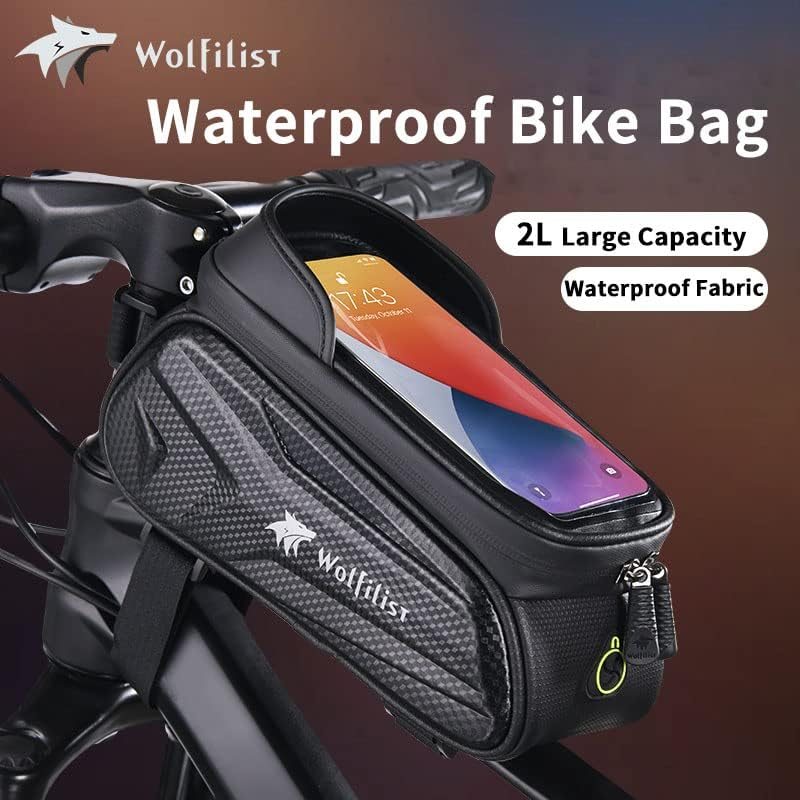 Waterproof Bike Frame Bag Phone Holder Touchscreen Sun Visor Fits Phones 7"1
