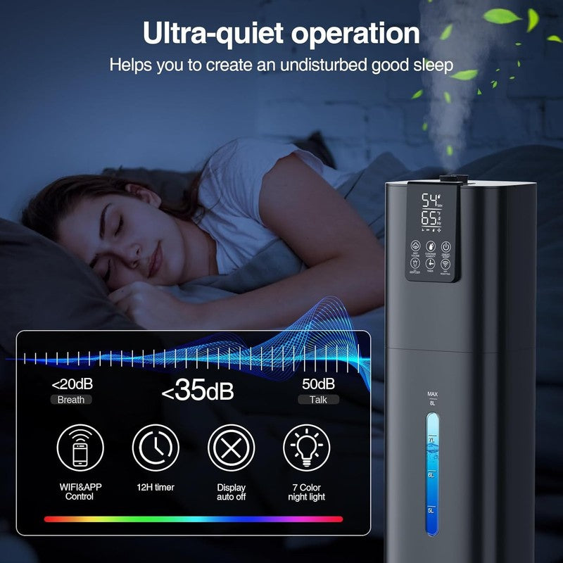 8L Smart Cool Mist Humidifier Large Room Top Fill App Remote Quiet 3 Speed6