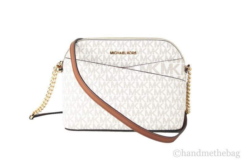 Womens Signature Canvas Crossbody Bag Back Slip Pocket Vanilla6