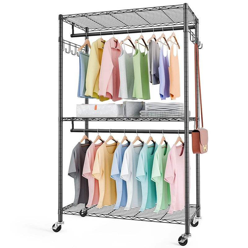 Portable Freestanding Closet Organizer Clothes Rack with Shelves & Rods7