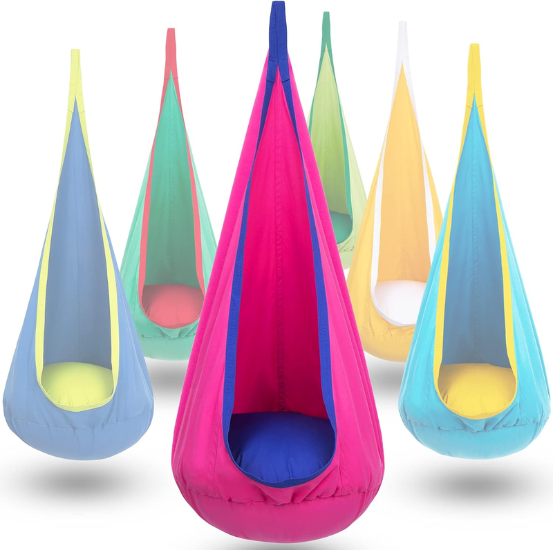 Kids Pod Swing Seat, Hanging Hammock Chair Swing with Inflatable Pillow, Sensory11