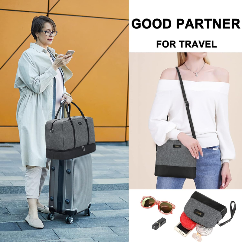 Weekender Bags for Women, 21" Weekender Travel Bag, Travel Duffle Bag with Shoe 2