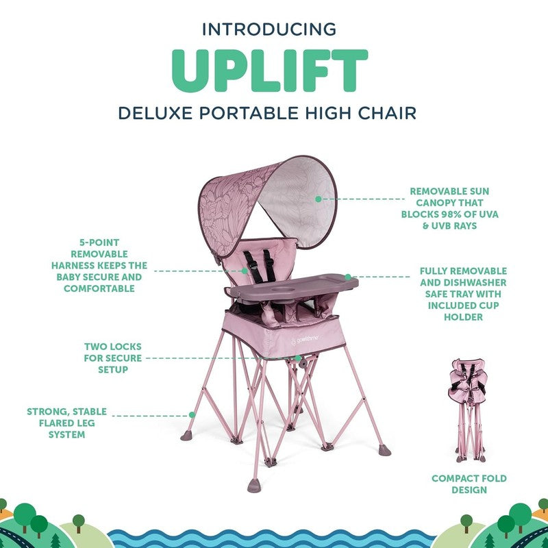 Go With Me Uplift Deluxe Portable High Chair Travel Indoor Outdoor Rose2