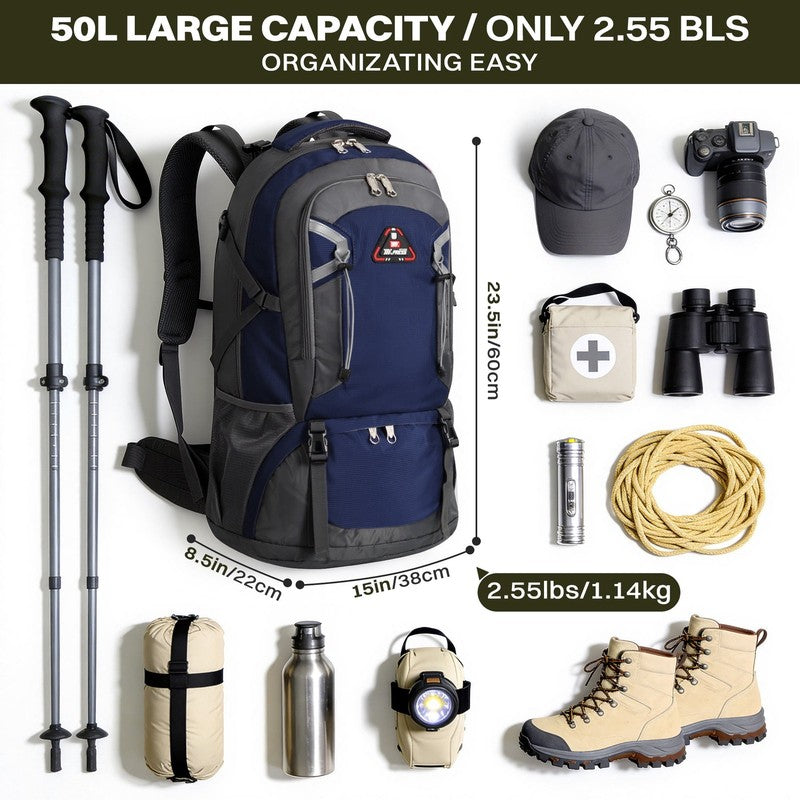 50L Hiking Backpack for Men Women, Outdoor Camping Backpacking Backpack, Lightwe4