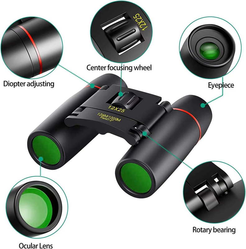 12x25 Pocket Binoculars Compact Adults Kids Bird Watching Concerts2
