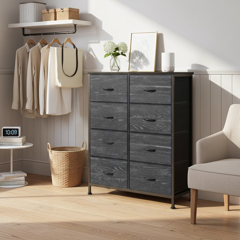 8-Drawer Fabric Dresser Storage Chest for Bedroom, Closet, Entryway, Storage Fur5