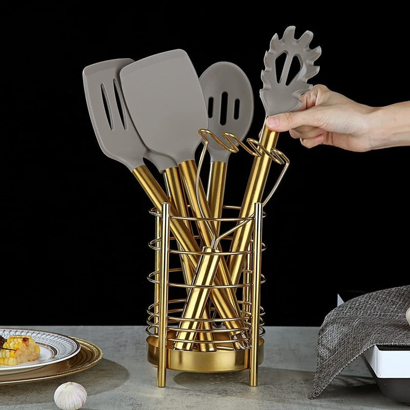 Gold 38 Pieces Silicone Kitchen Utensils Set with Sturdy Stainless Steel Utensil5