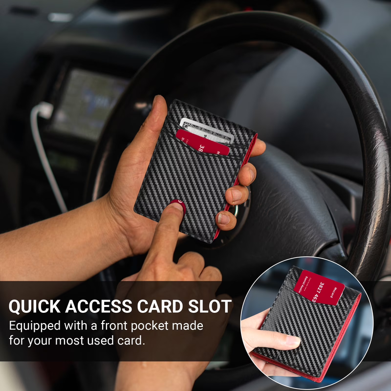 Men's Slim Leather RFID Blocking Bifold Wallet 2 ID Windows Card Holder2