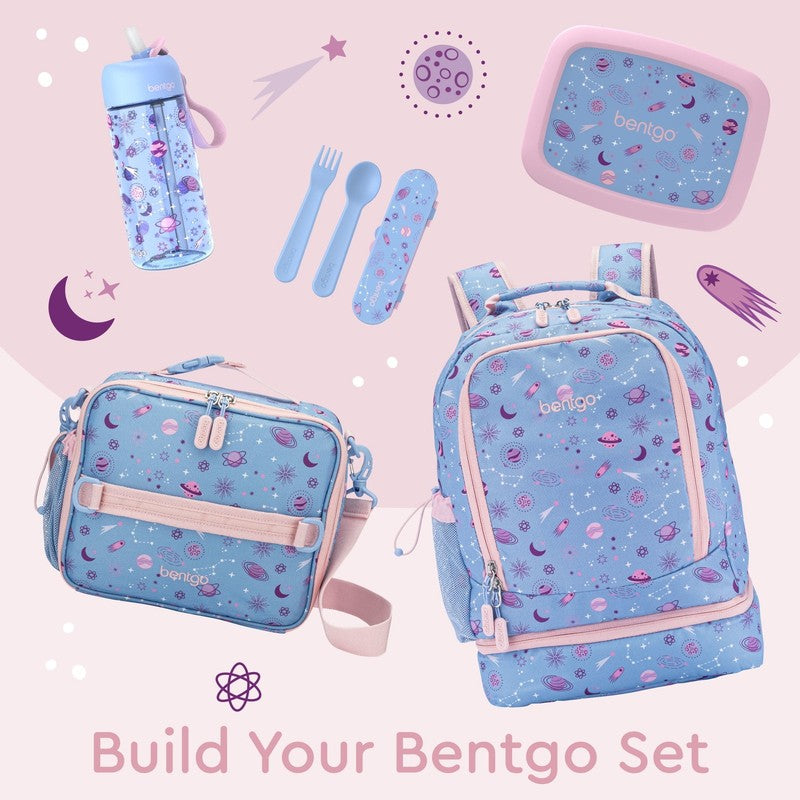 Kids Prints 2 In 1 Backpack & Insulated Lunch Bag   Lavender Purple Galaxy5