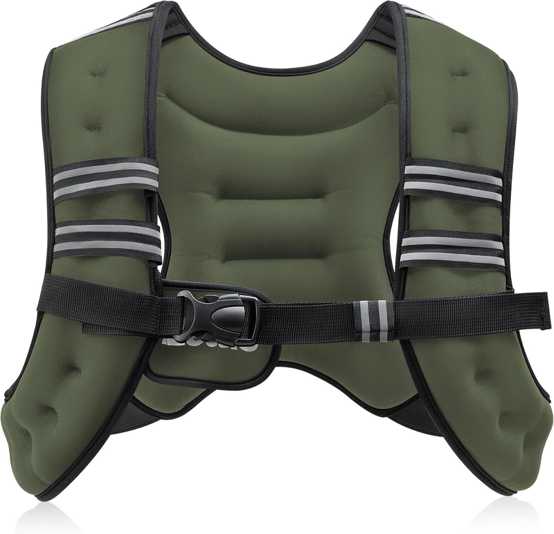 Weighted Vest 12Lb Reflective Stripe Workout Strength Training Fitness Green0