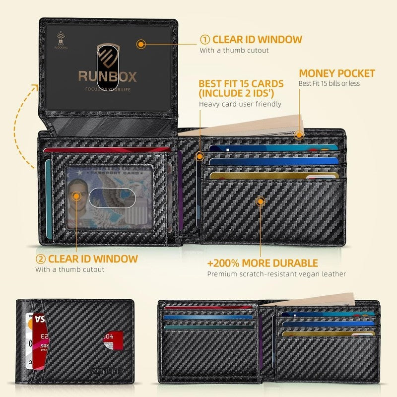 Wallet for Men Slim Rfid Leather 2 ID Window with Gift Box | Slim, Rfid, 2 ID Wi1