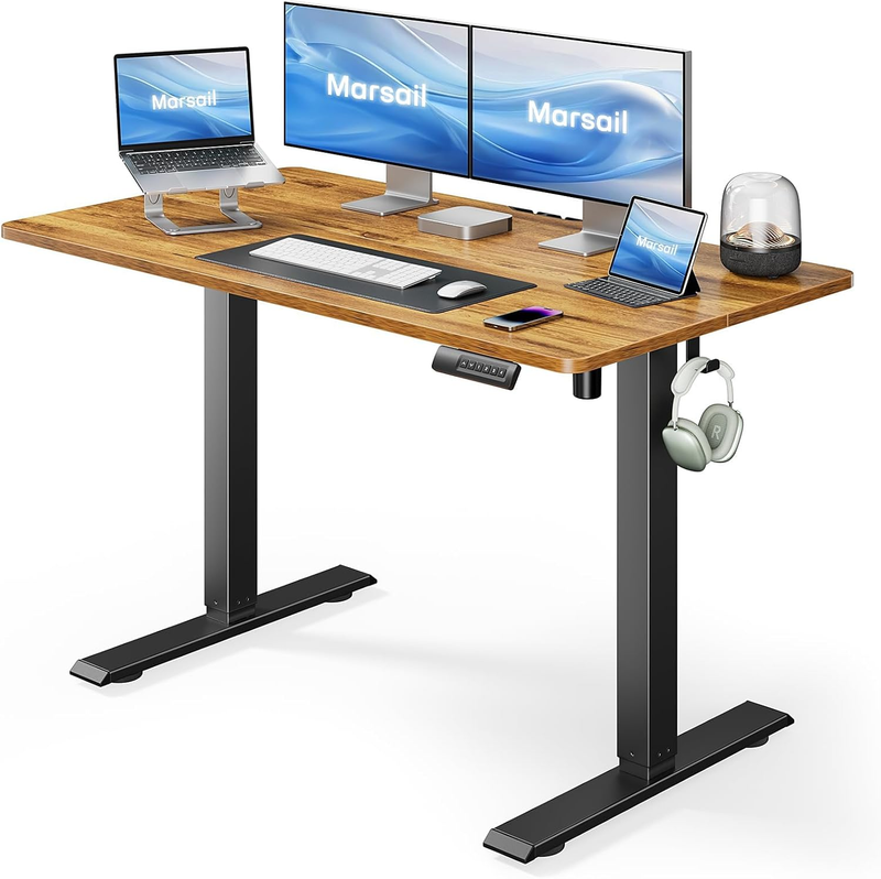 48"x24" Electric Standing Desk Adjustable Height Sit Stand Office Rustic Brown8