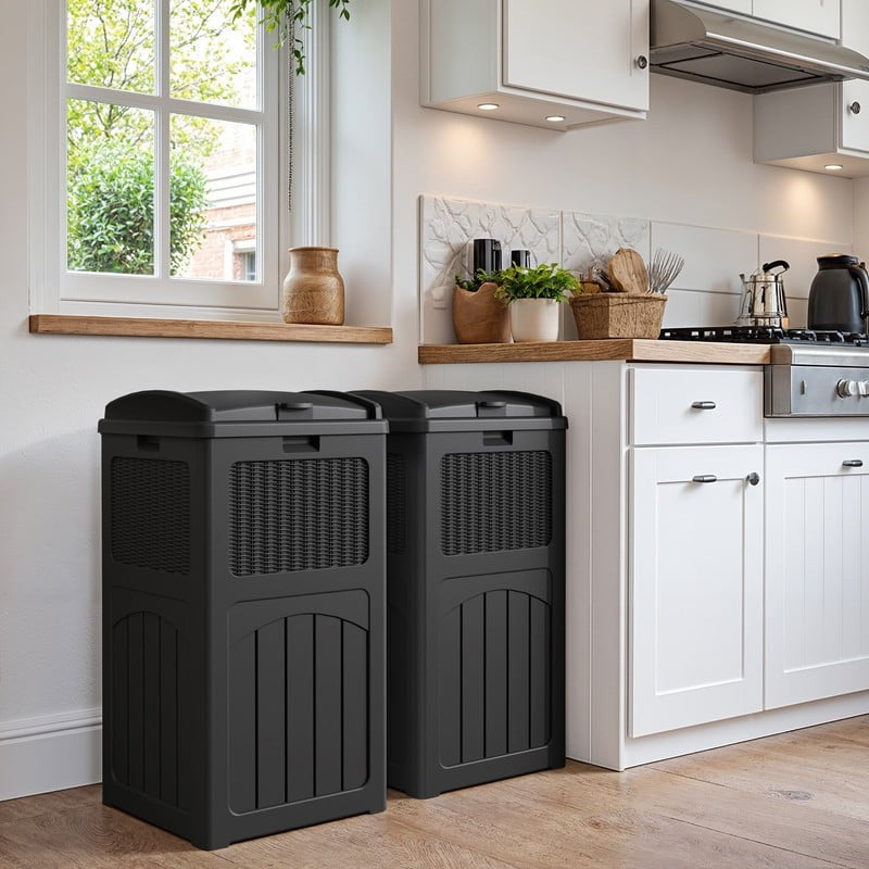 Durable 36 Gallon Plastic Kitchen Trash Can - Set of 2 for Home Use1