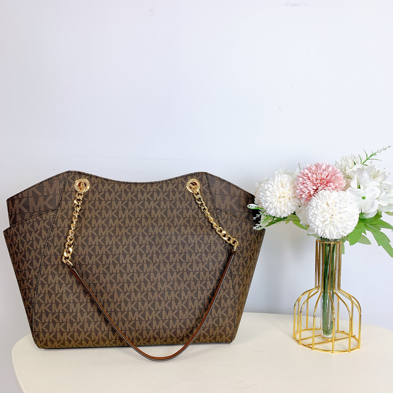 Jet Set Chain Large Shoulder Tote Bag Brown MK Signature3