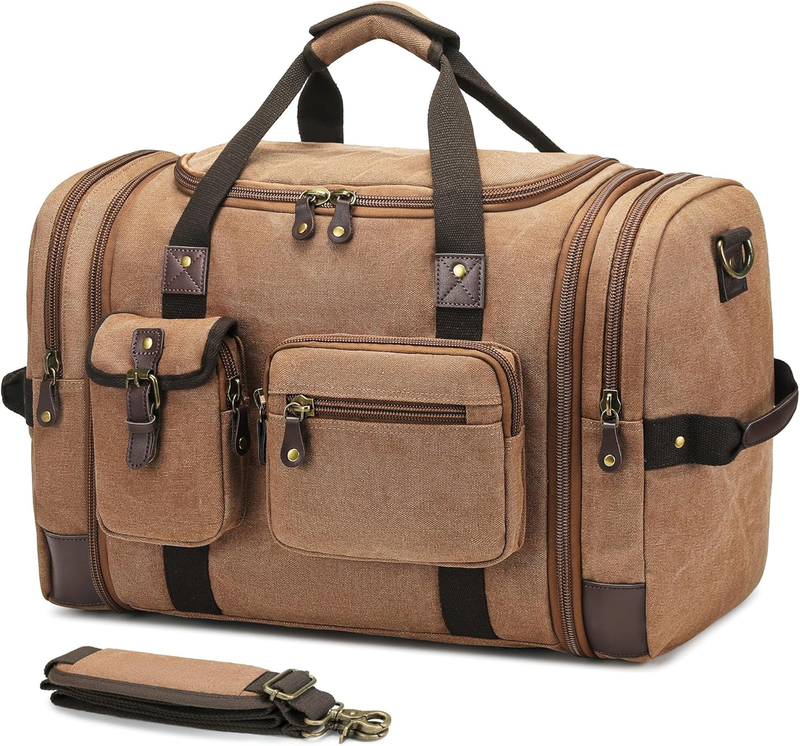 55L Canvas Duffle Bag Travel Weekender Overnight Vintage Carry On Men Women10