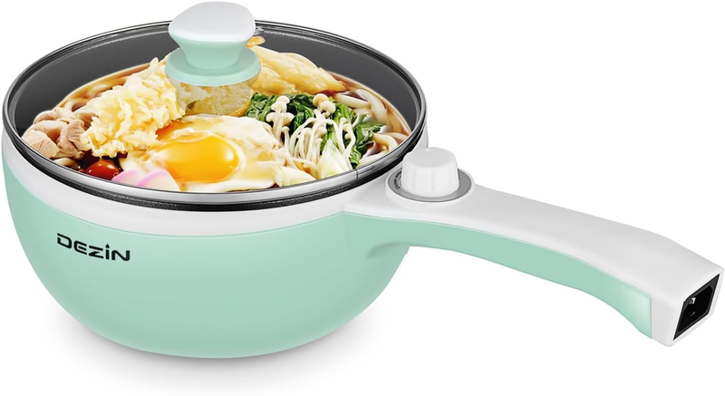 Electric Hot Pot 1.5L Mini Non Stick Sauté Pan Adjustable Power Portable Green10