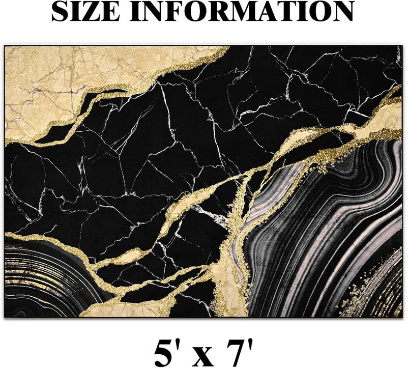 5'X7' Area Rugs for Living Room, Marble Swirl Abstract Rug Ultra Soft Washable R5