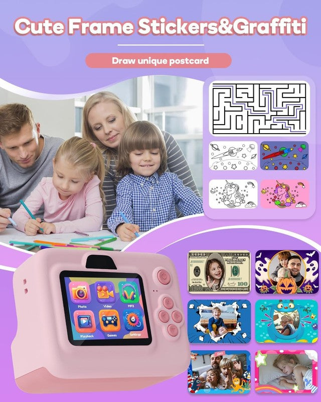 Kids Camera Instant Print,1080P Kids Instant Cameras That Print Photos,Christmas2
