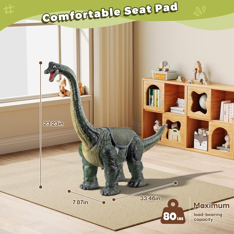 Dinosaur Ride On Push Car Kids Brachiosaurus Sound Light Toy8