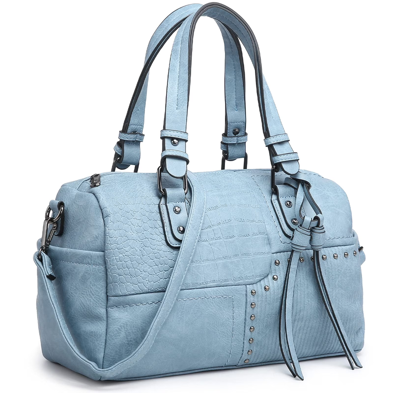 Women Soft Vegan Leather Barrel Bags Large Top Handle Totes Satchel Handbags Sho0