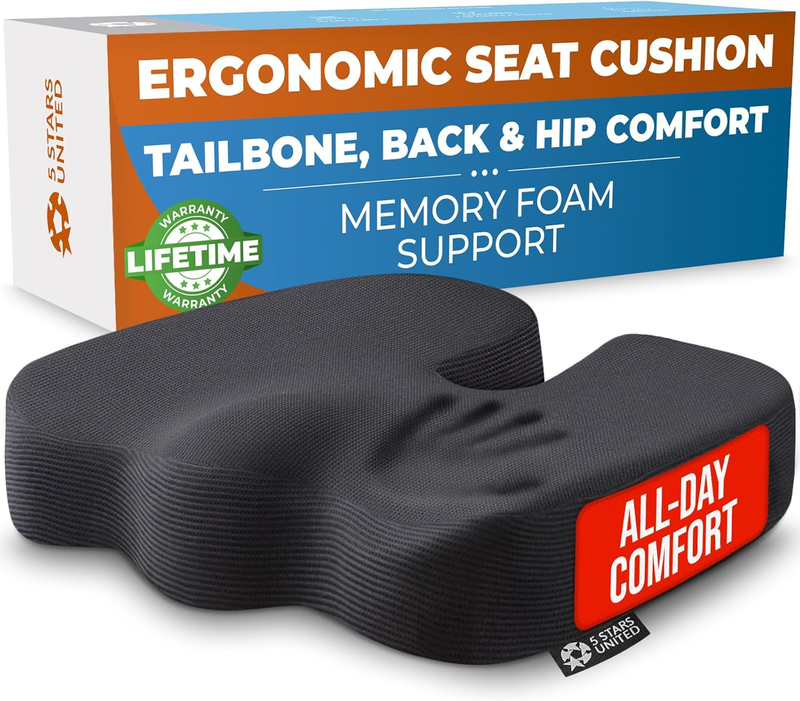 Ergonomic Seat Cushion Memory Foam Office Chair Car Airplane Black9