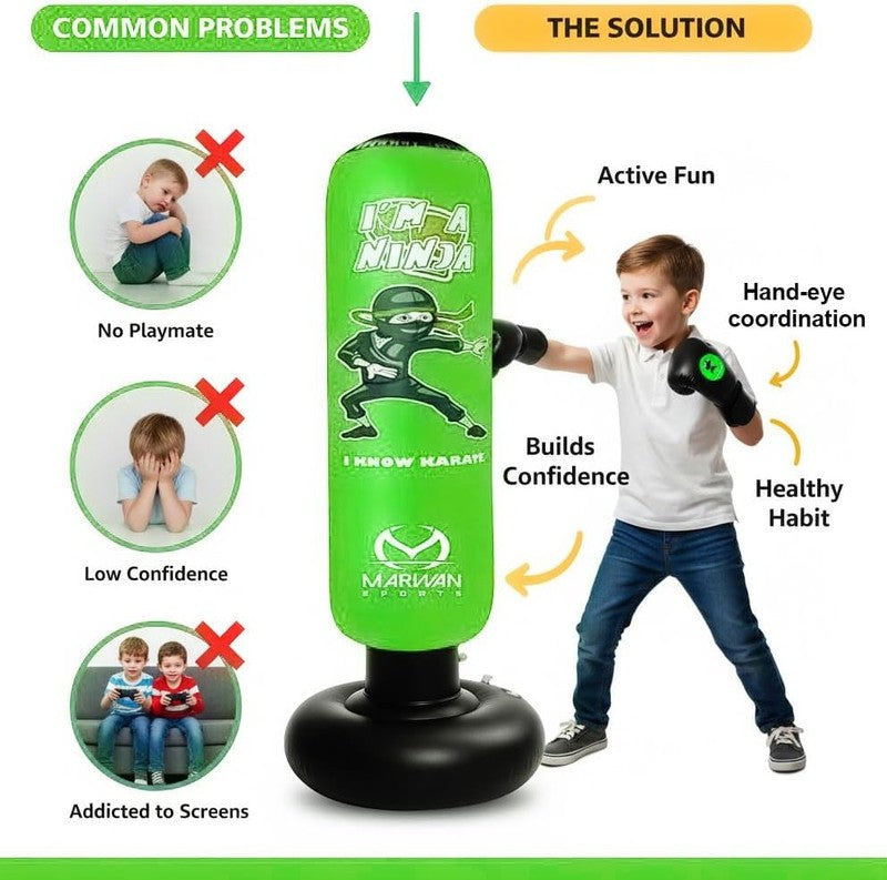 5 in 1 Inflatable Punching Bag for Kids 63in Karate Set w/ Gloves Ages 4 12 Box6