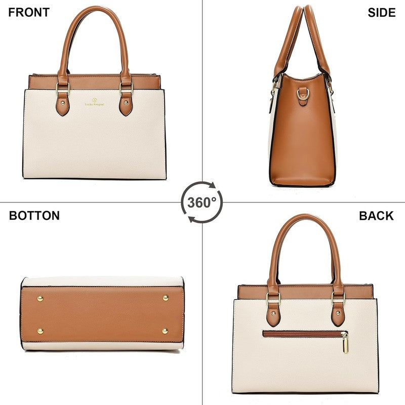 Women Handbags Purses Leather Dual-Tone Tote Shoulder Top Handle Satchel Bag2
