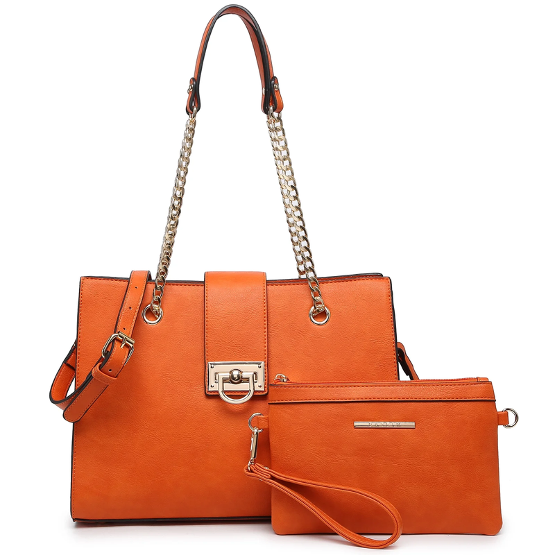 Women Hobo Bag Vegan Leather Tote Chain Shoulder Satchel Bag with Clutch0