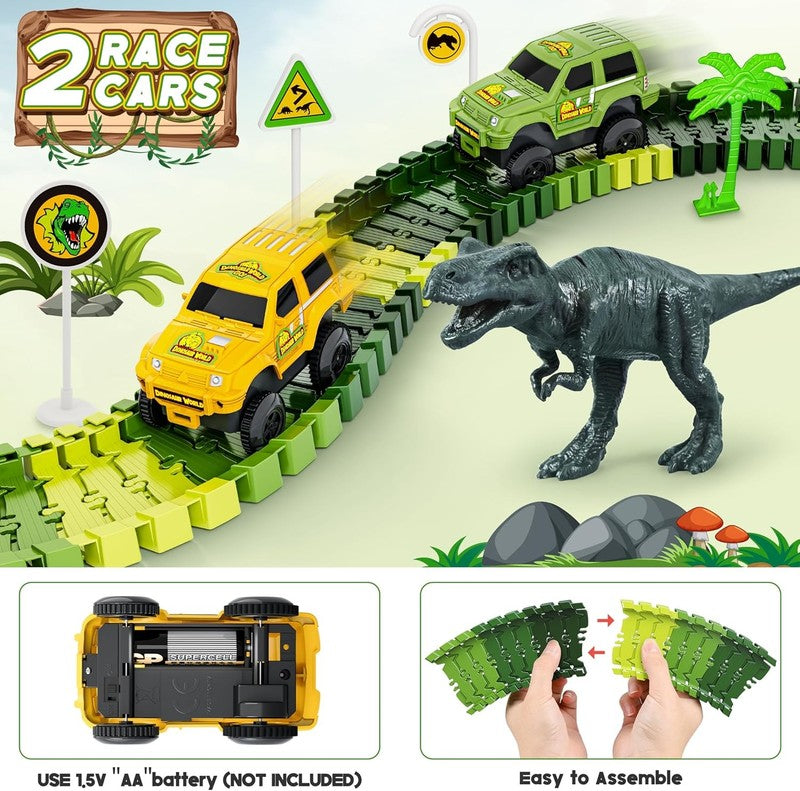 Dinosaur Tracks, 271 PCS Create a Dinosaur World Road Race for Kids Boys Toys Fl3