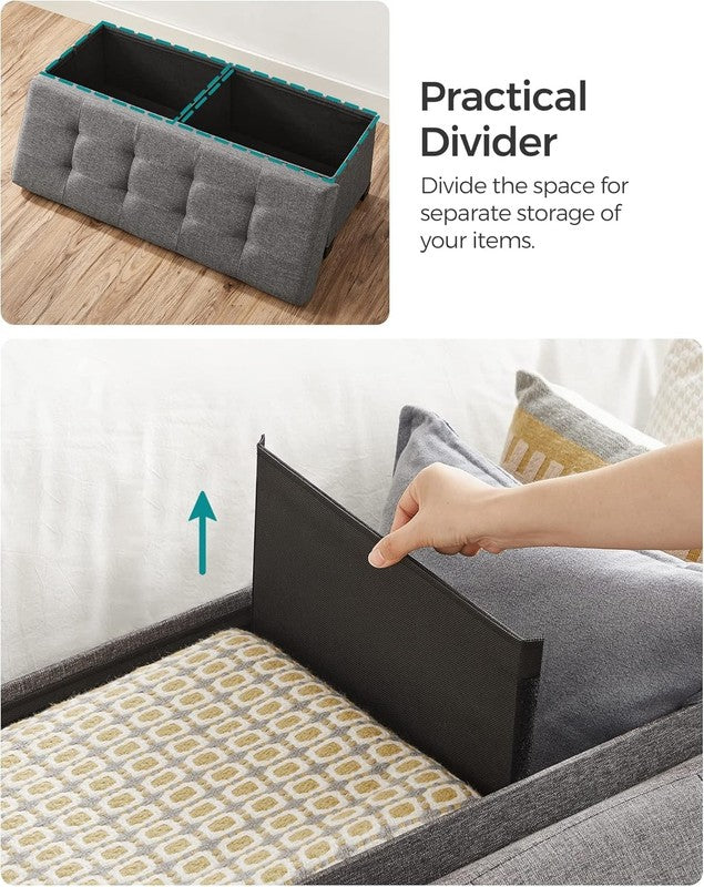 Foldable Storage Ottoman Bench Foot Rest 43'' Bedroom Living Room Slate Gray7