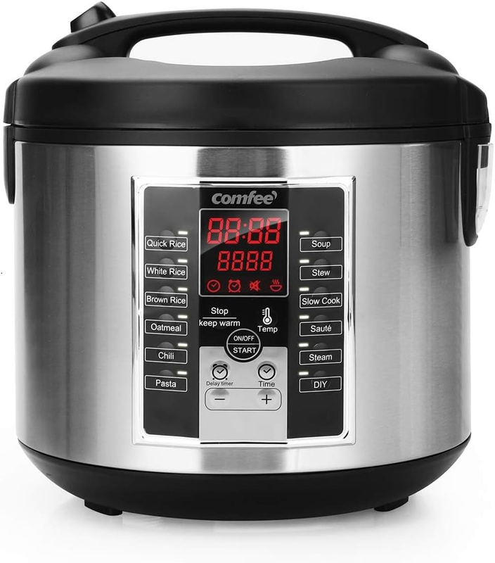 Multi Cooker 5.2Qt 12 in 1 Rice Slow Cooker Steamer Sauté Stewpot Black/Silver10