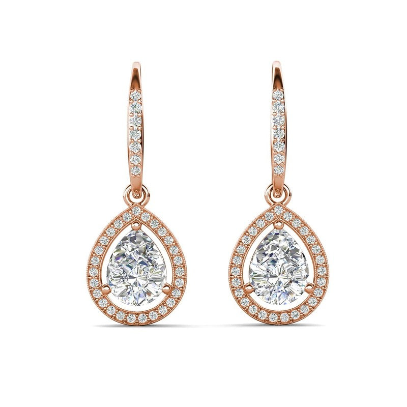 Isabel Dangle Earrings 18K Rose Gold Plated w/ Simulated Diamond Crystals Women6