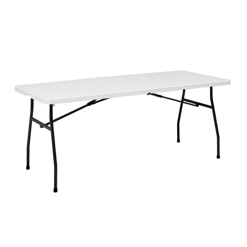 White 6 Foot Fold-in-Half Plastic Table Indoor Outdoor Carry Handle Scratch Resi11