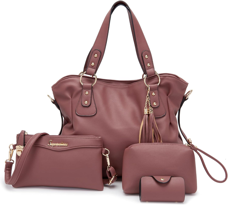 Women Fashion Handbag Set 4PCS Shoulder Bag Satchel Hobo Tote Purse10