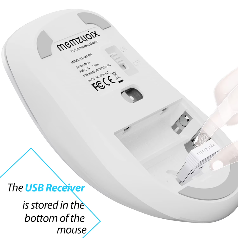 Wireless Optical Mouse 1400 DPI 5 Button Cordless USB Nano Receiver White5
