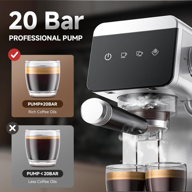 20 Bar Espresso Machine LED Touch Screen 41oz Compact Home & Office2