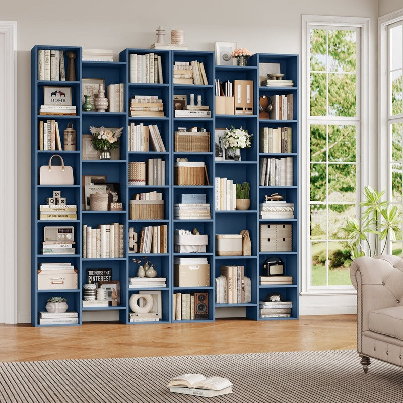 21-Cube Bookcase, 71’’ Tall Wooden Bookshelves with Adjustable Shelves, Triple W3