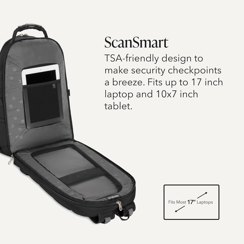Sion 2Pc Carry On Spinner Luggage Set w/ 17in Laptop Backpack Black3