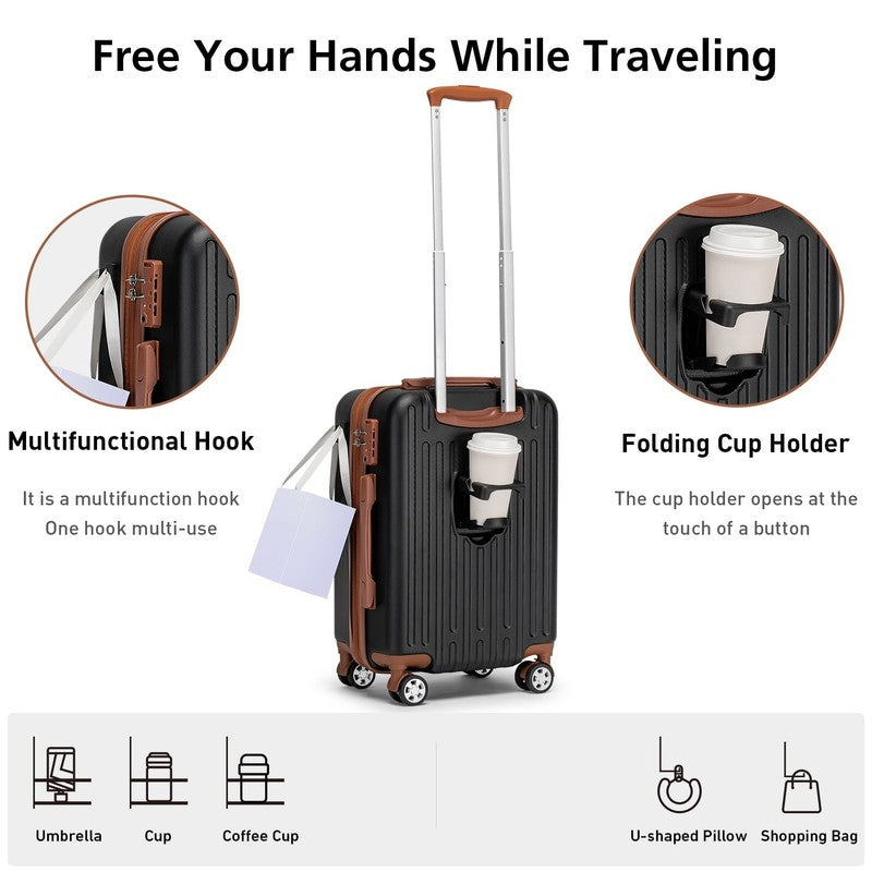 3 Piece Hardside Carry On Luggage Set 20" TSA Lock Spinner Wheels Travel7