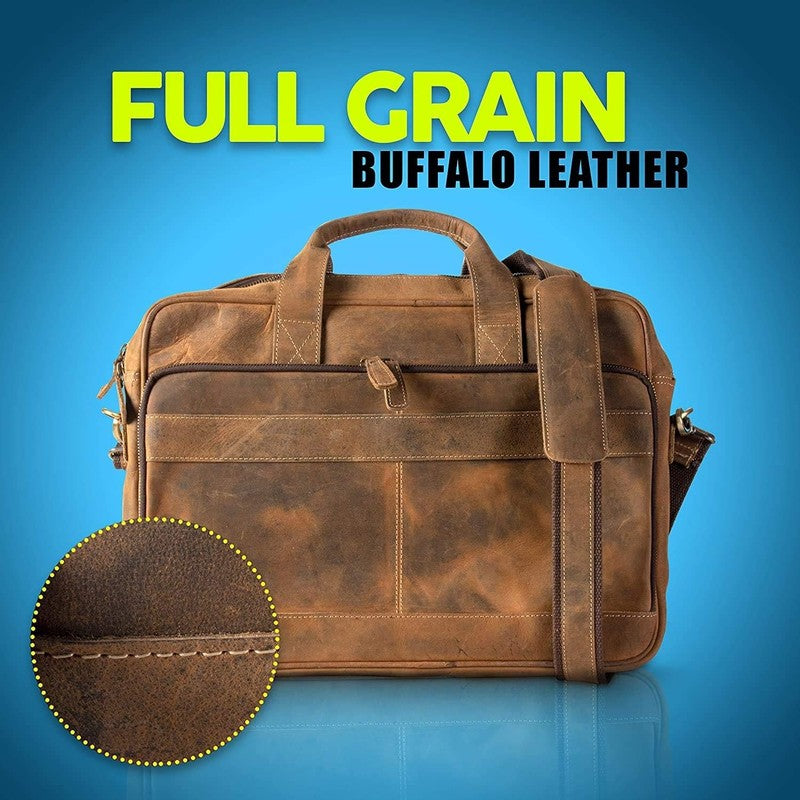 Leather Briefcase 18 Inch Laptop Messenger Bags for Men and Women Best Office Br6