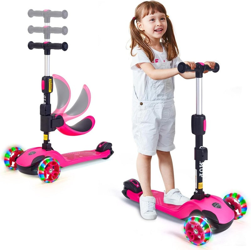 Kids 2 in 1 Folding 3 Wheel Kick Scooter Adjustable Height Safety Lock Ages 3 141