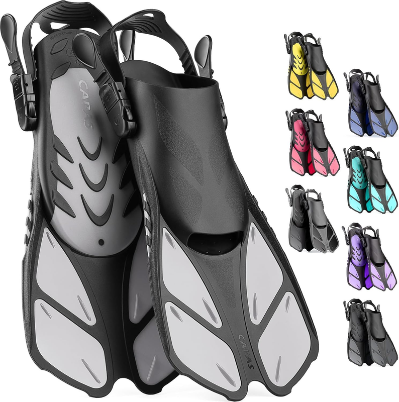Travel Size Snorkel Fins Adjustable Open Heel Swim Fins for Diving Snorkeling8